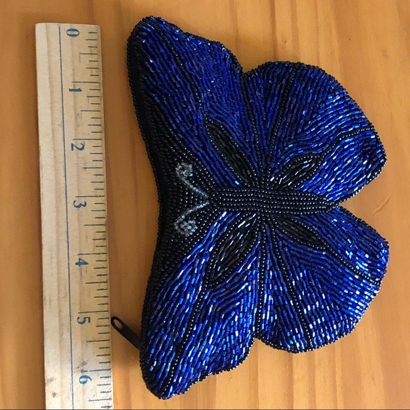 Vintage Neiman Marcus blue butterfly coin purse - Picture 8 of 9